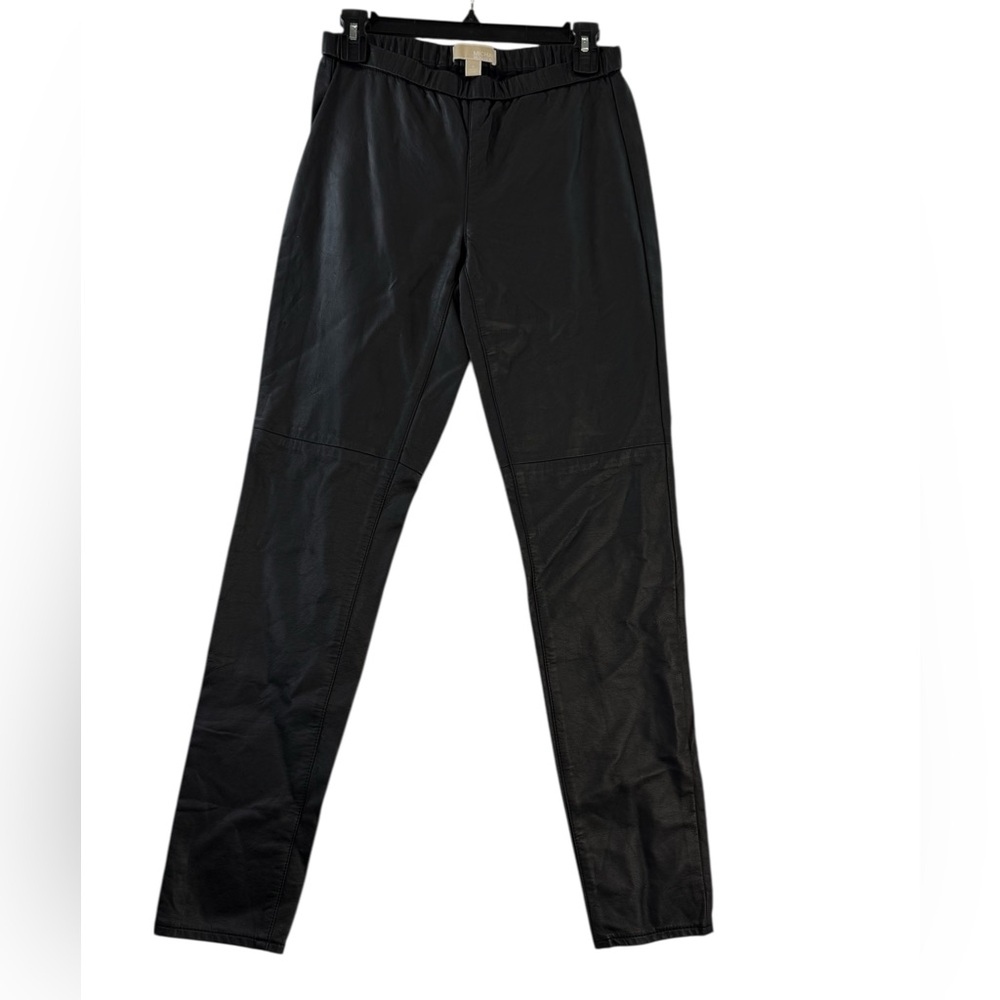 Michael Kors Faux Leather Pants Womens 6 Black Like New Slim Leg Pull On‎ Vegan
